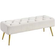 Upholstered Ottoman Bench with Metal Legs