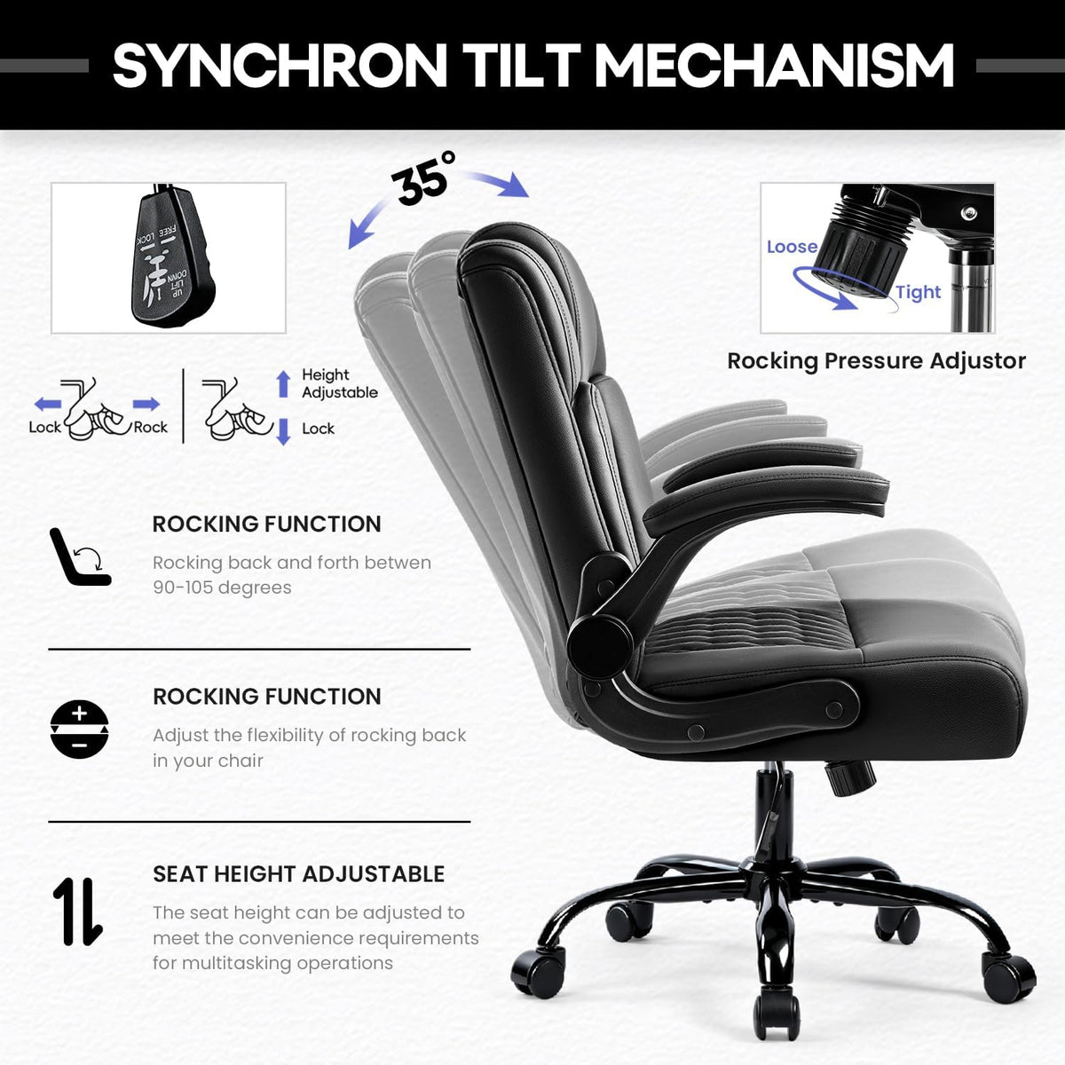 Ergonomic PU Leather Office Chair