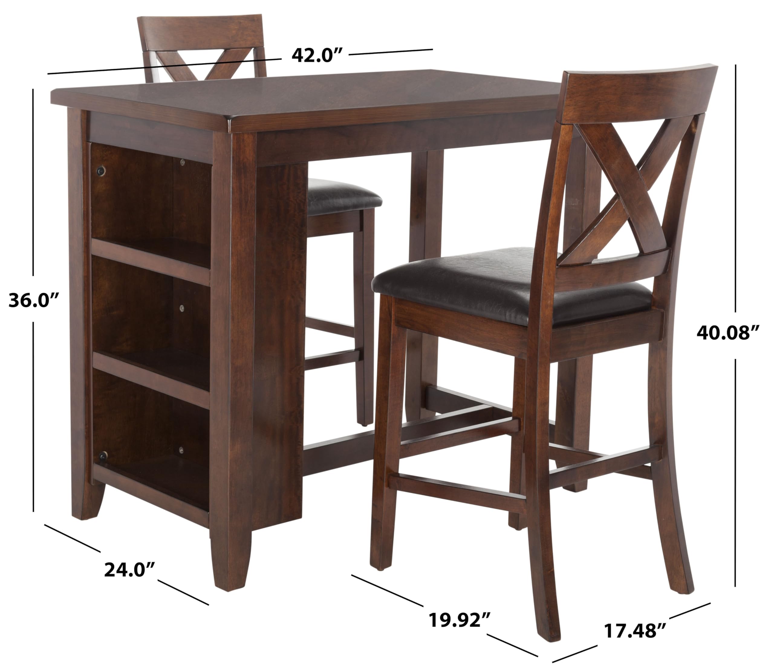 3-Piece Pub Dining Set with Storage