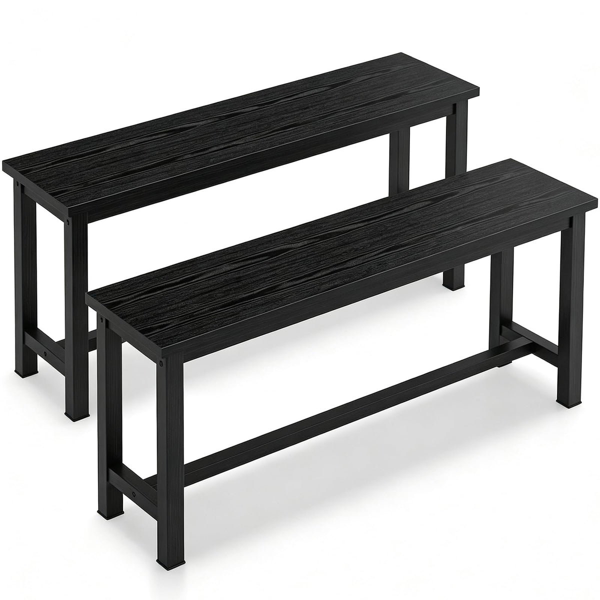 Black Dining Benches, Set of 2