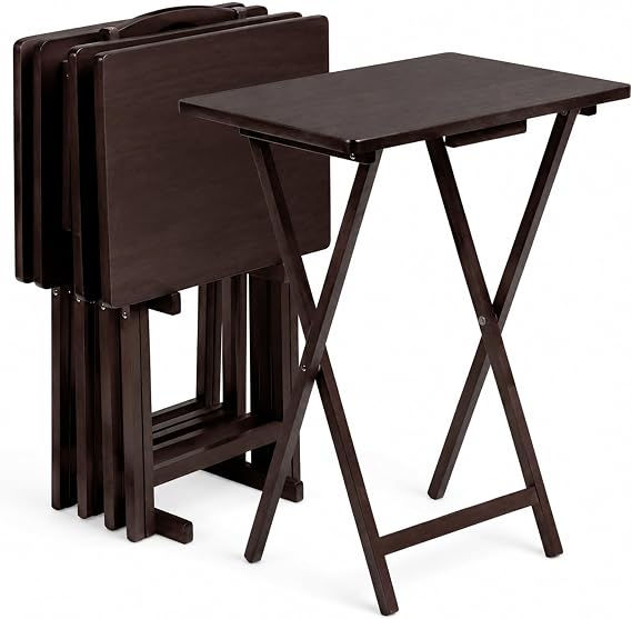 Folding Wood TV Tray Table Set