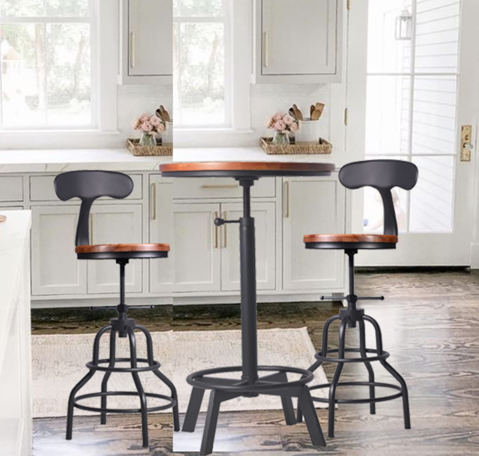 Round Bar Table & Counter Stool Set, 3-Piece