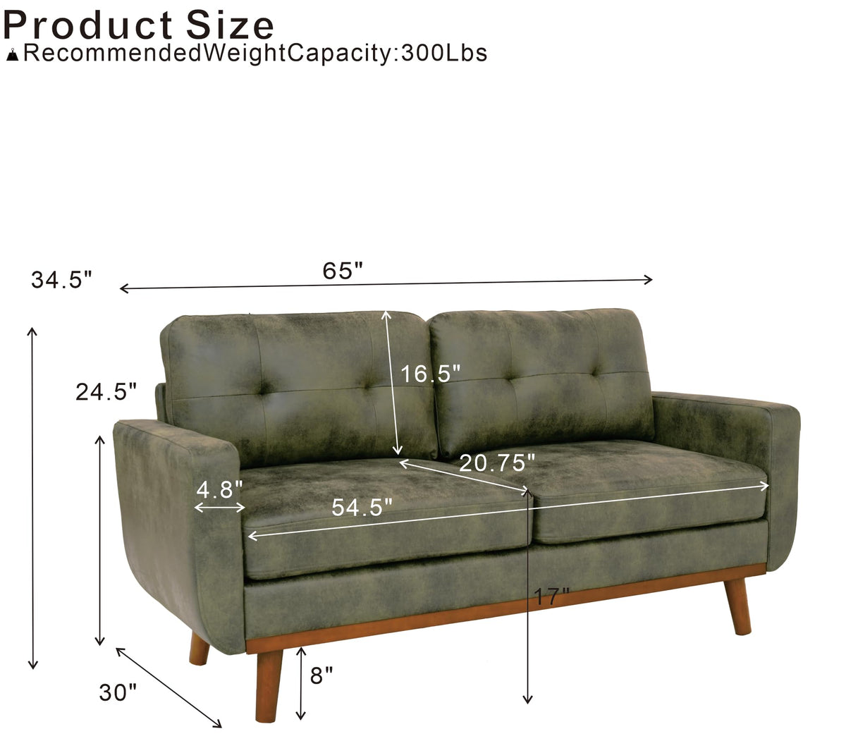 Olive Green Tufted Loveseat
