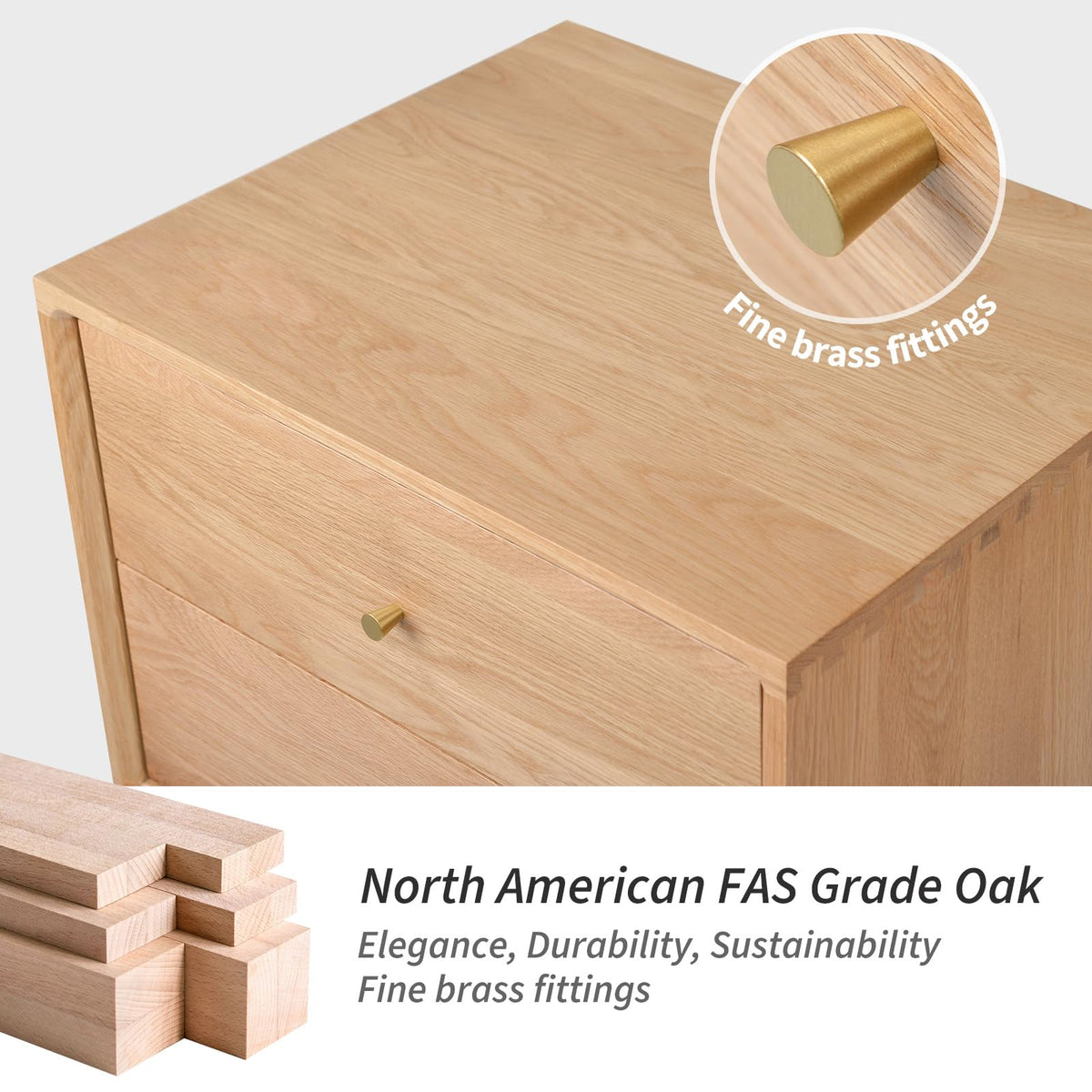 Solid Oak Nightstand with Drawer