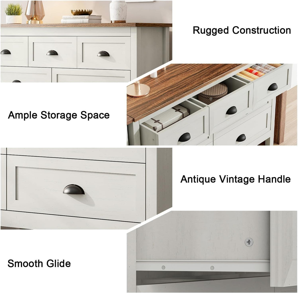 Antique White Dresser & Nightstand Set