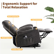 PoteSoar Power Lift Recliner Chair for Elderly with Massage and Heat, Comfortable Electric Power Reclining Chair with Side Pockets,2 Cup Holders and USB Charging Port for Living Room (Grey)