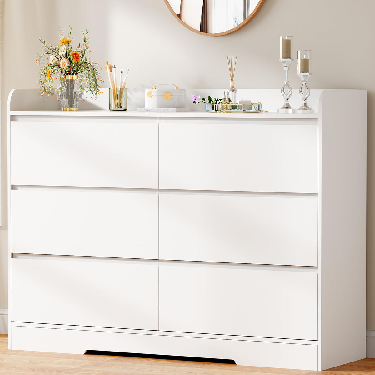 BEWISHOME 6 Drawer Dresser for Bedroom, Double Dresser with Fence