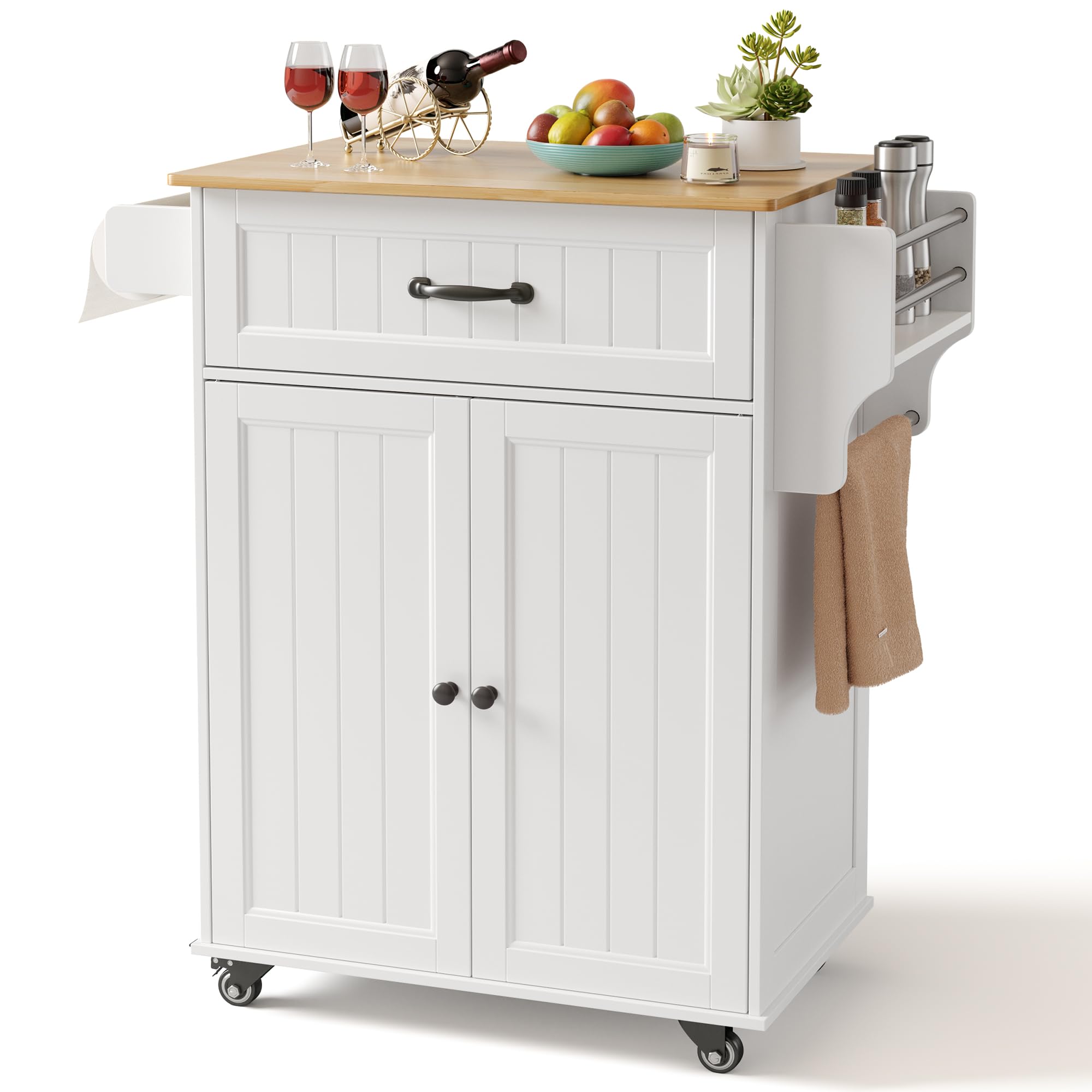 Kitchen Island Cart with Adjustable Shelf