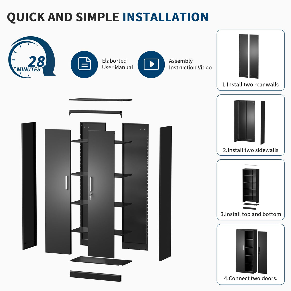 Tivostaral Home Garage Storage Cabinet, Durable Metal Storage Solution