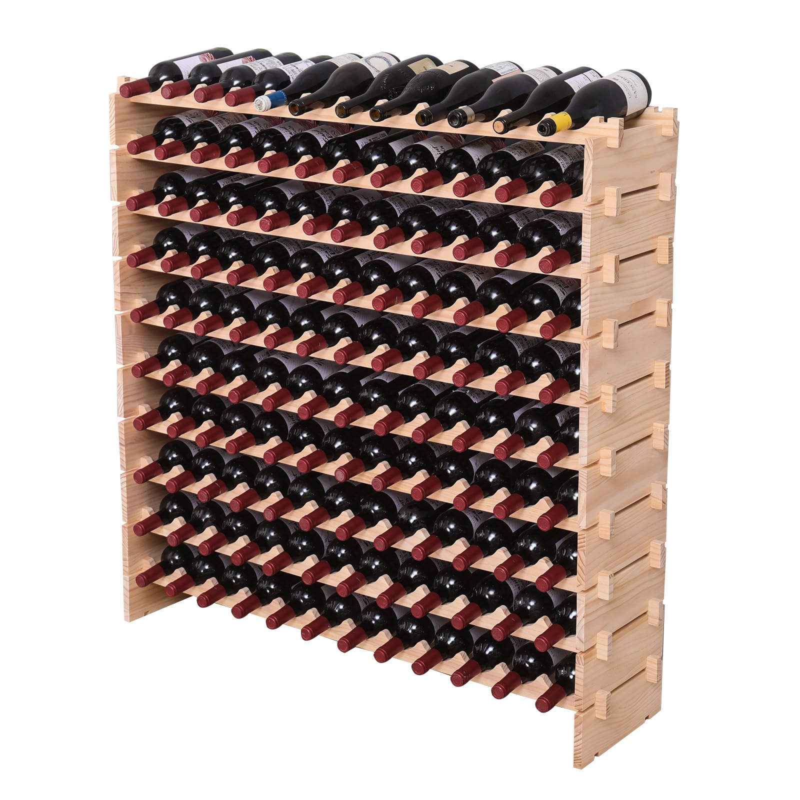 120-Bottle Stackable Pine Wood Wine Rack