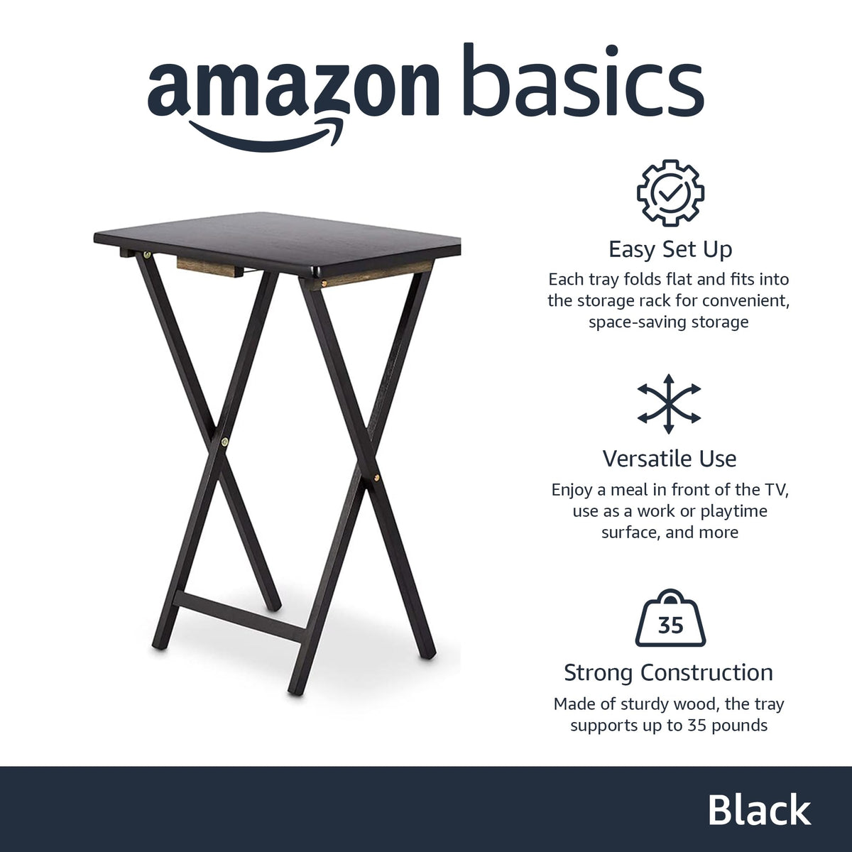 Folding TV Tray Tables with Rack