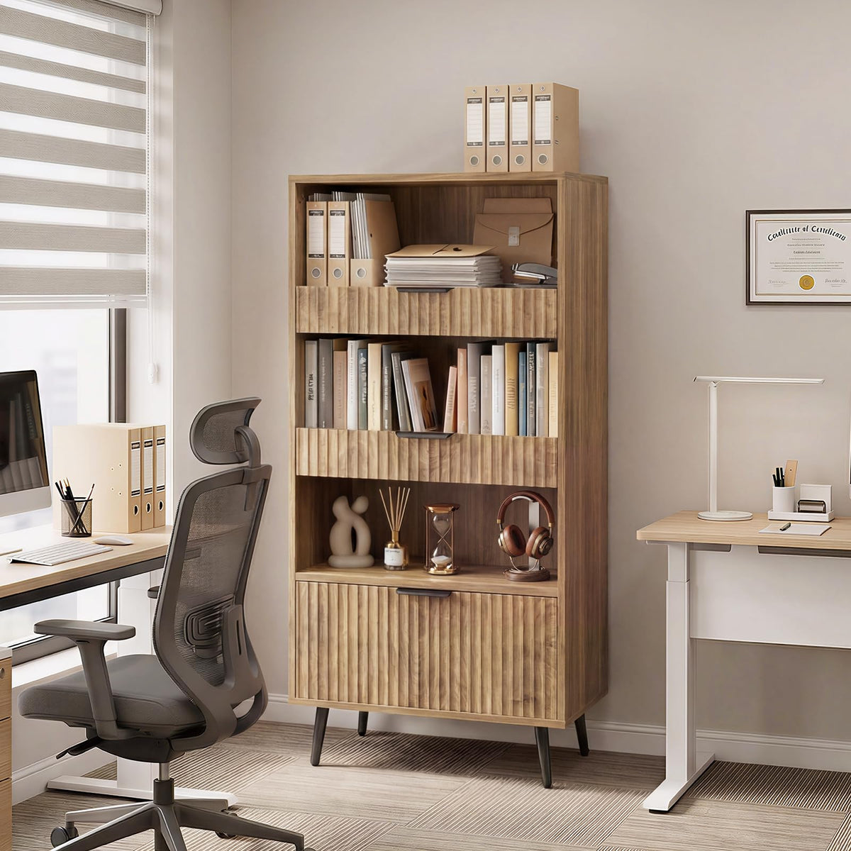 Fluted Pantry Cabinet with Drawers