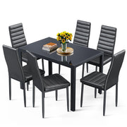 7-Piece Tempered Glass Dining Table Set for 6
