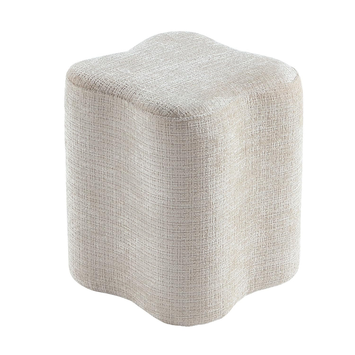 Get Set Style 14.4 Inch Flowers Shaped Ottoman,Modern Chenille Ottoman Vanity Stool for Living Room Comfortable Pouf Extra Seating,Stylish Sofa Foot Rest (Beige)