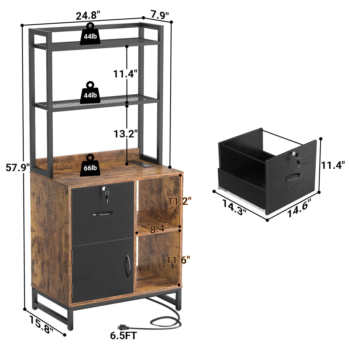 Locking File Cabinet with Bookshelf