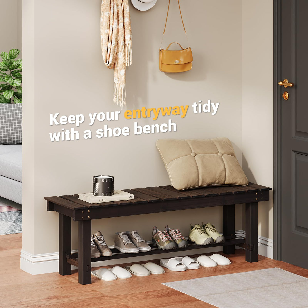 Solid Fir Wood Outdoor Bench