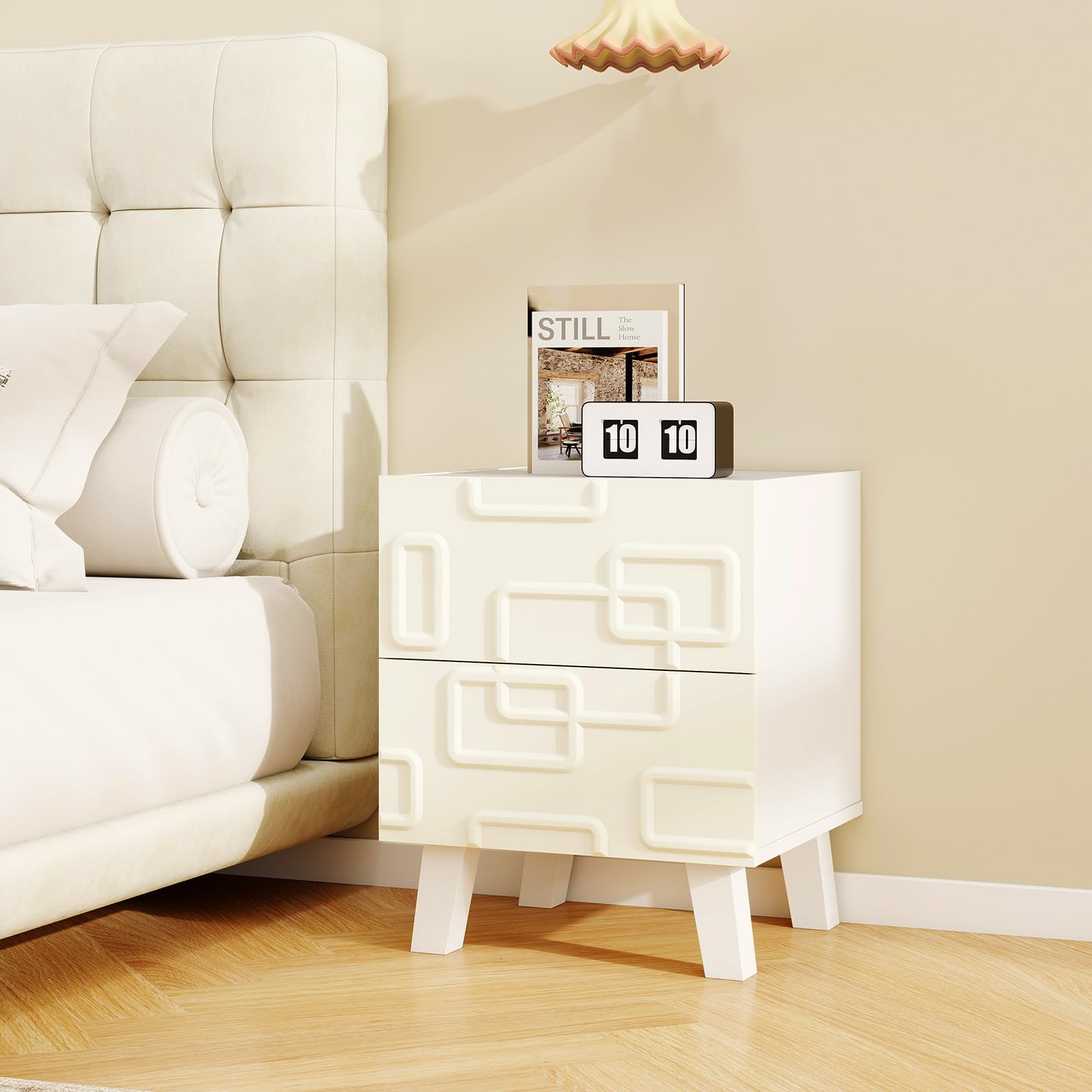 Modern Nightstand with 3D Geometric Drawers