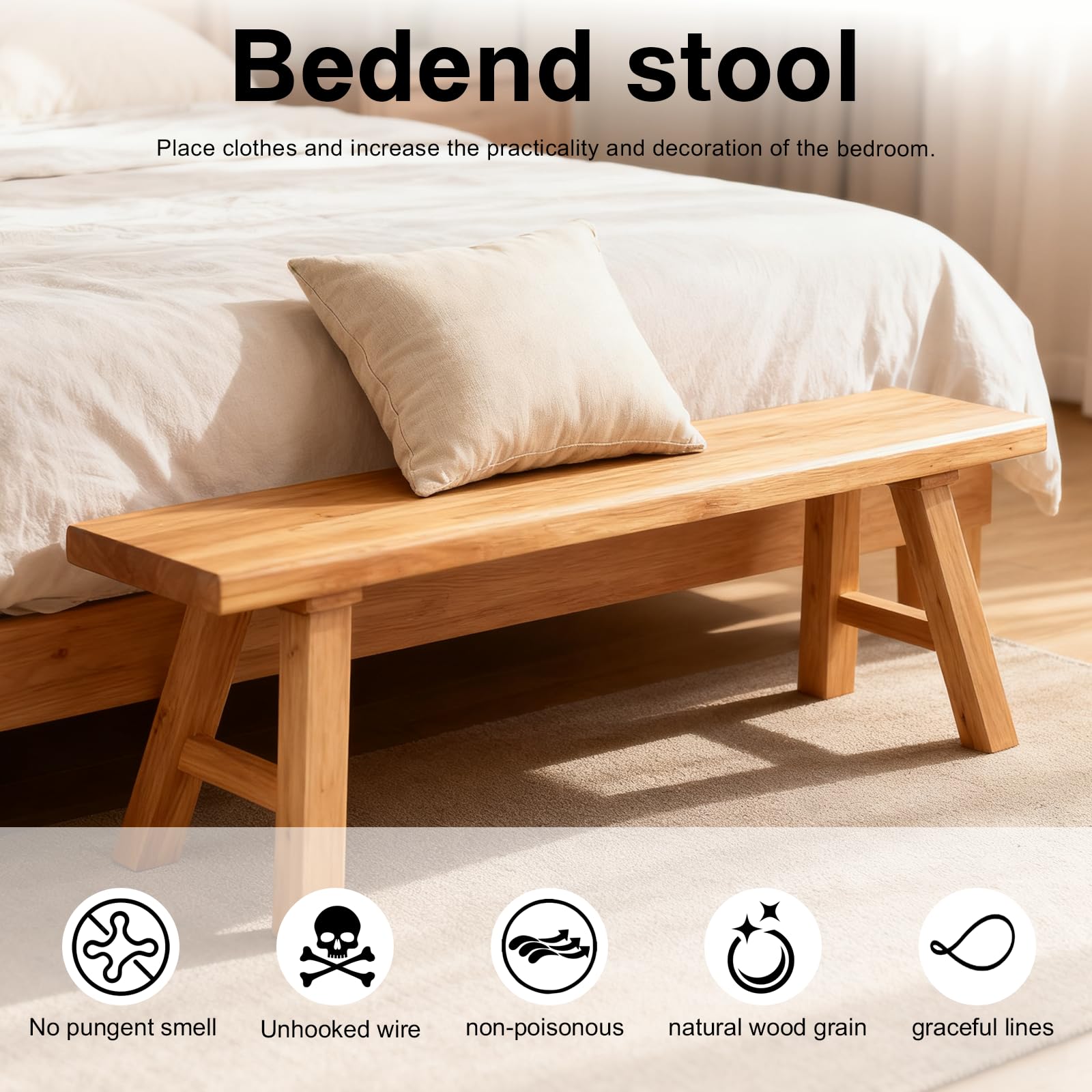 Solid Wood Farmhouse Entryway Bench