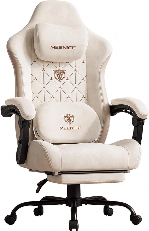 Fabric Gaming Chair with Heated Massage