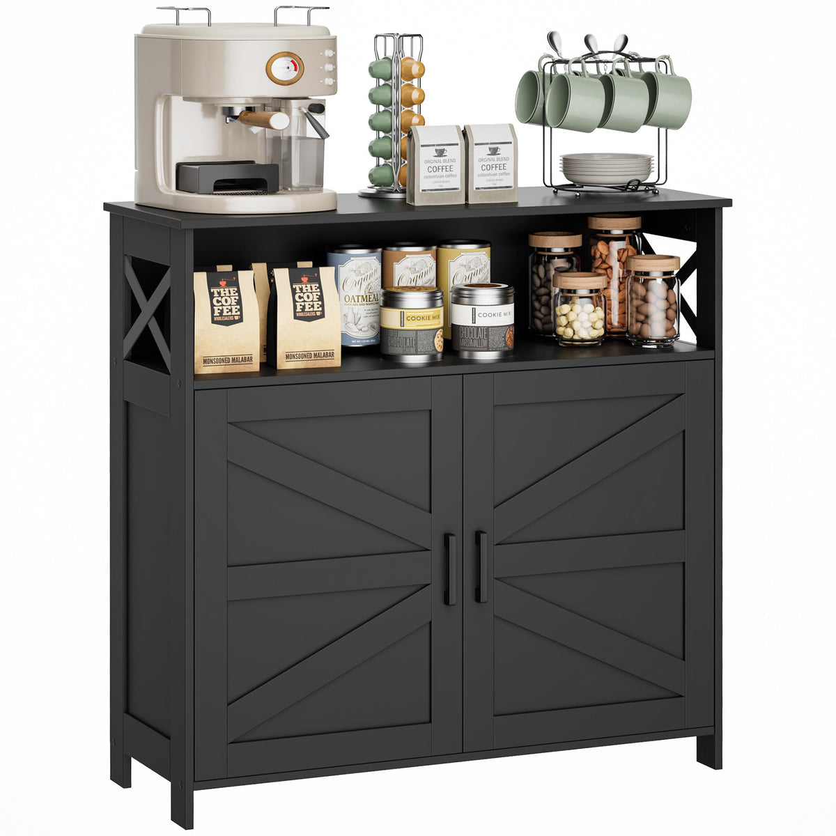 Homhedy Small Coffee Bar Cabinet, Buffet Cabinet with Adjustable Shelf