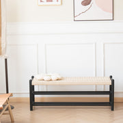 Solid Wood Woven Seat Storage Bench