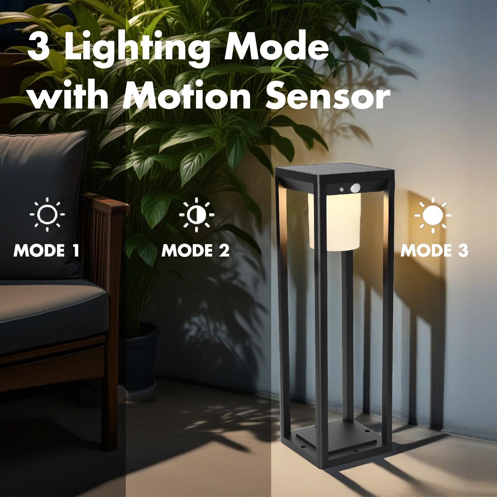 Solar Pathway Lights Outdoor – Aluminum Floor Lamp with Motion Sensor