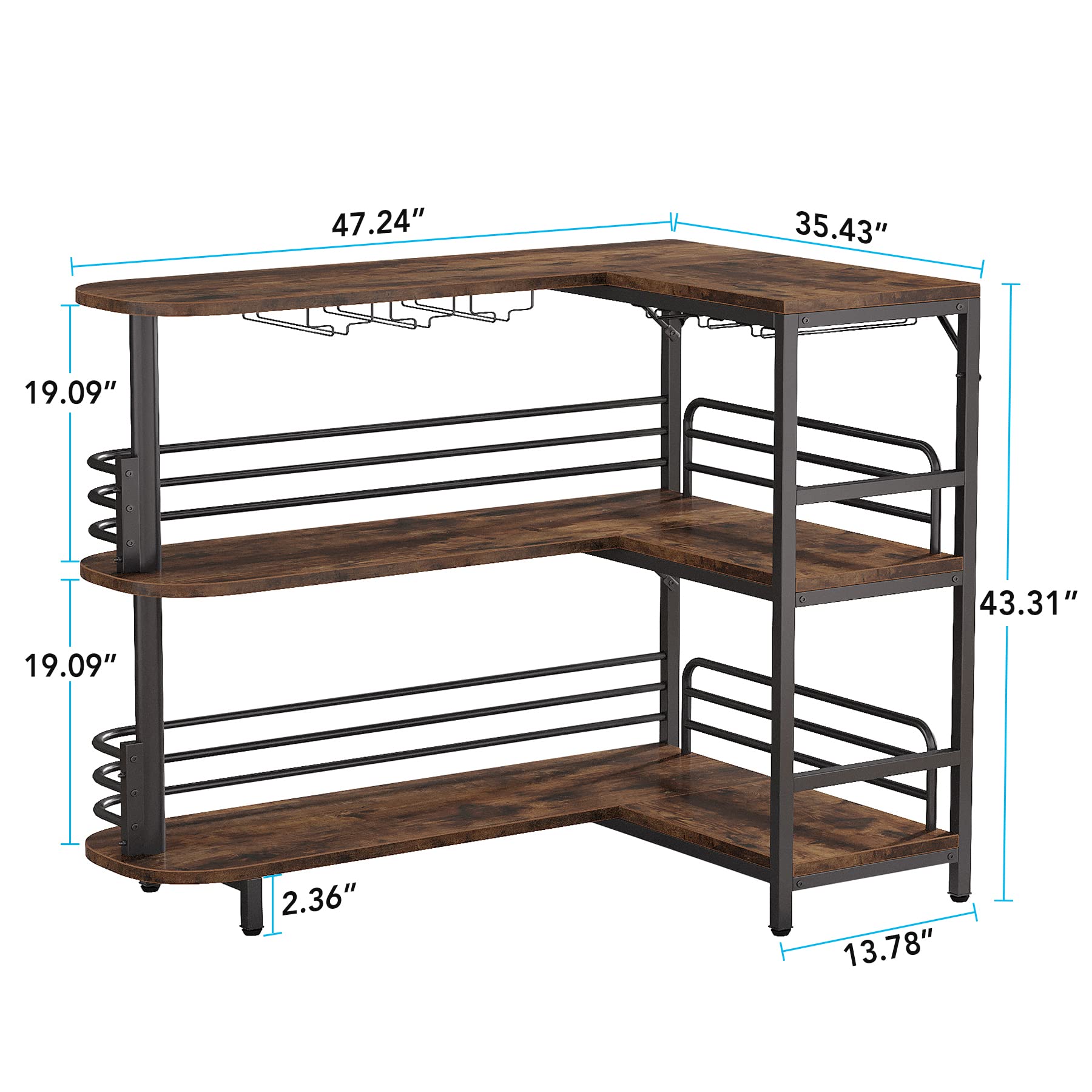 L-Shaped Home Bar Unit with Wine Storage