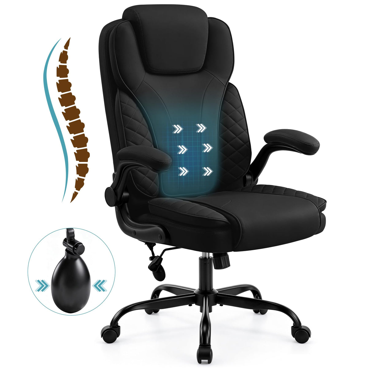 Office Chair with Inflatable Lumbar Support
