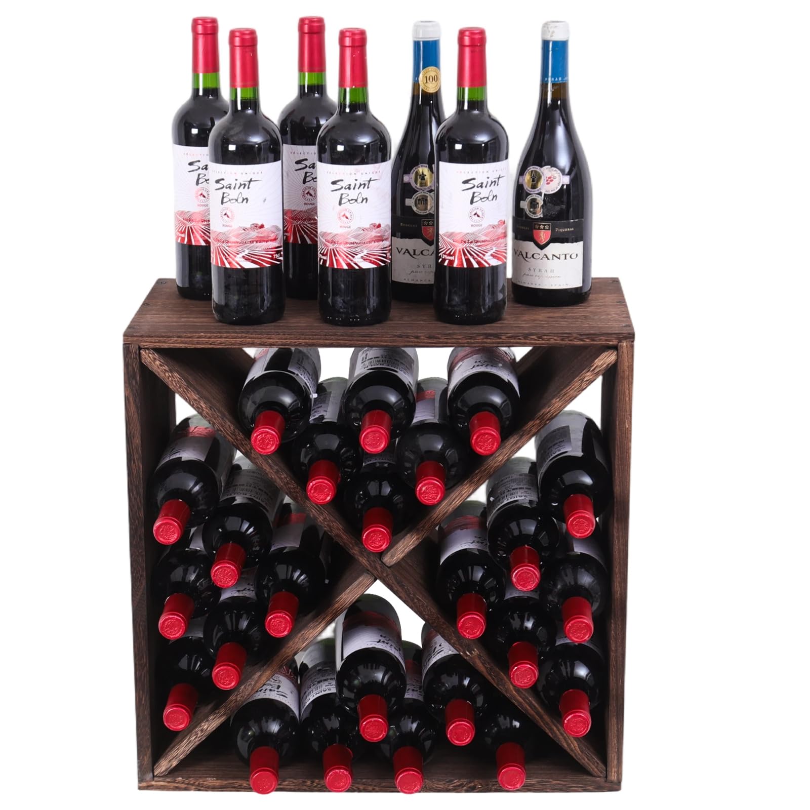 fcxagy Wine Rack Countertop Wine Storage Wine Rack freestanding Floor 24 Bottle Wine Holder，for Home Kitchen countertops (24 Bottles)