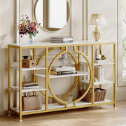 47" Industrial Console Table with 4-Tier Shelves