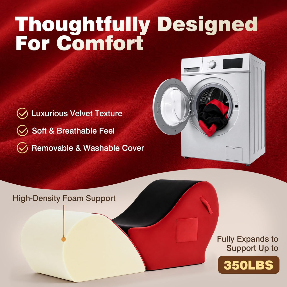 2-in-1 Convertible Yoga Chaise, Heart-Shaped Lounge Sofa for Stretching