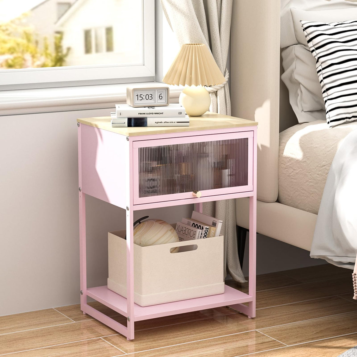 Pink Storage Nightstand