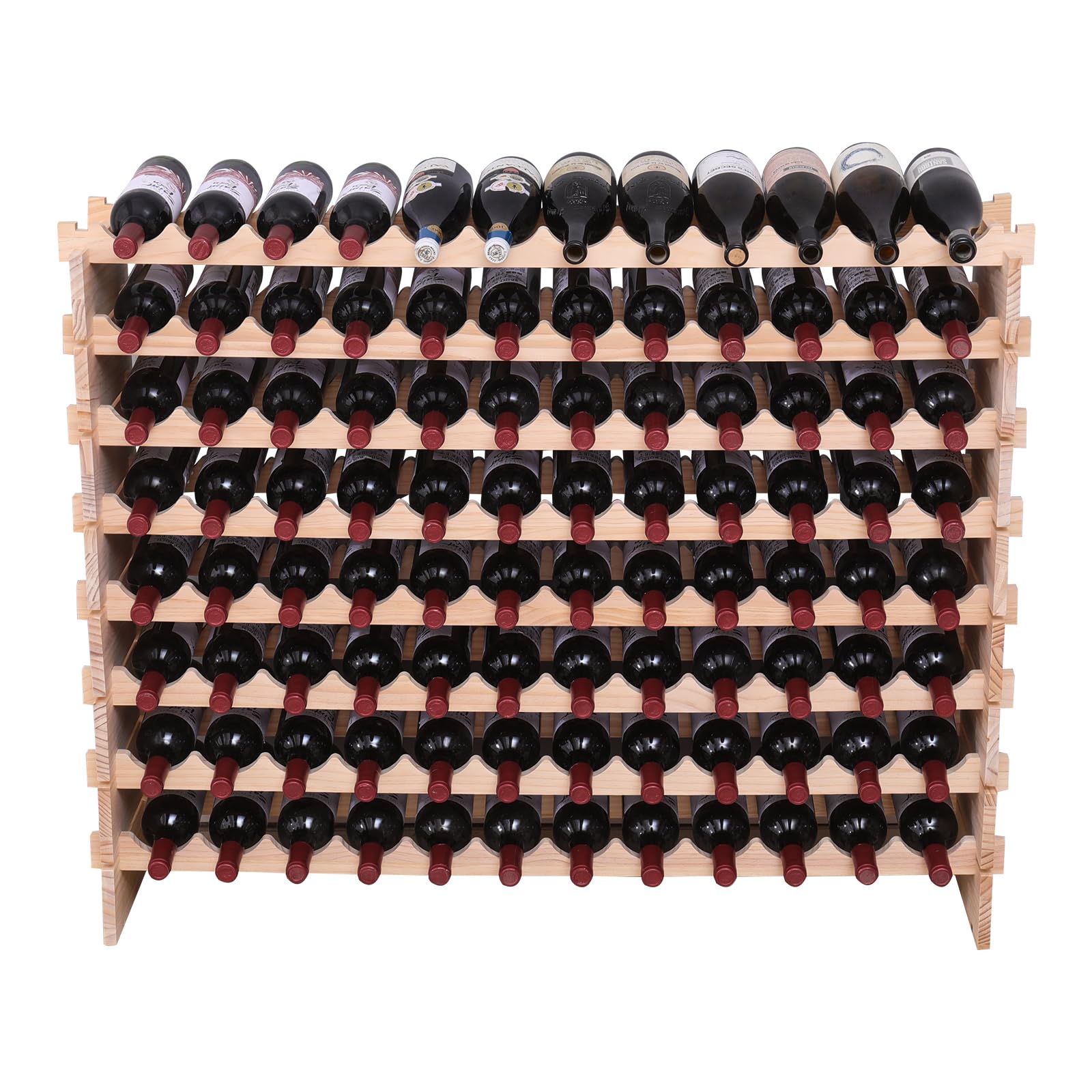 Freestanding Wooden Wine Rack – 96 Bottle Capacity