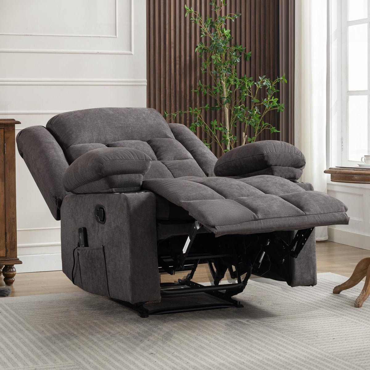 Grey Fabric Massage Recliner