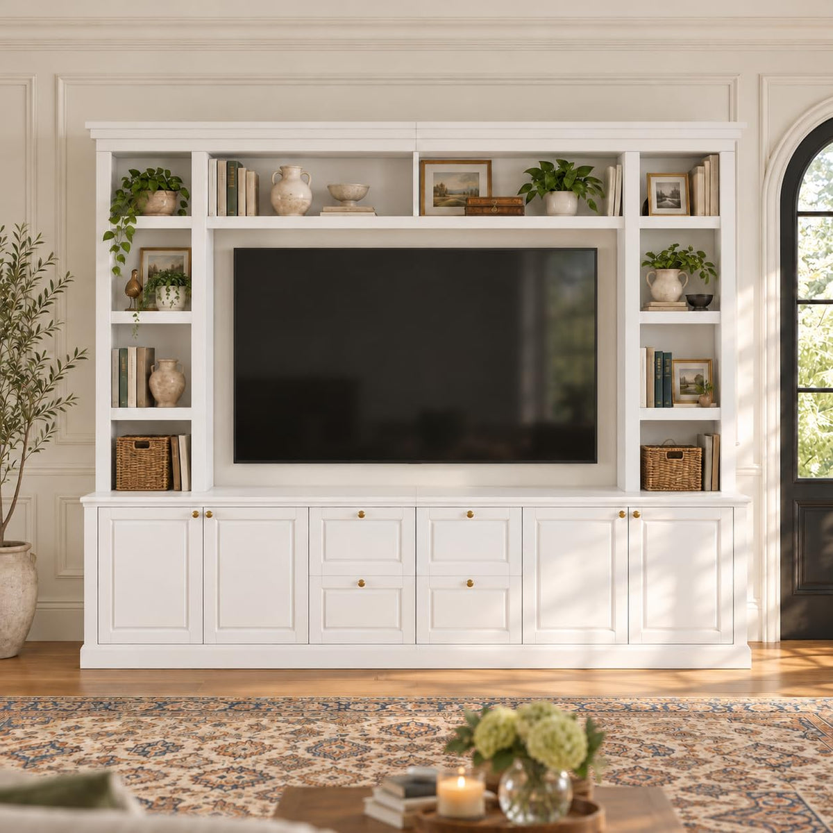 Marzzi 95" Wall Unit Entertainment Center for 65" TVs Large Media Console
