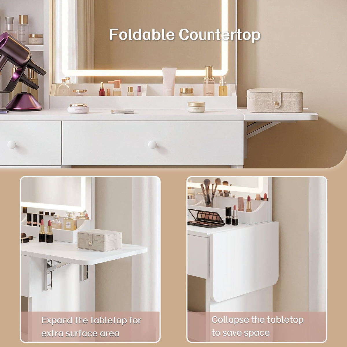 White LED Vanity Desk Set