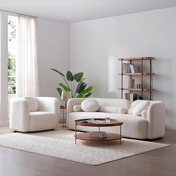Modular Boucle Sofa Set with Pillows