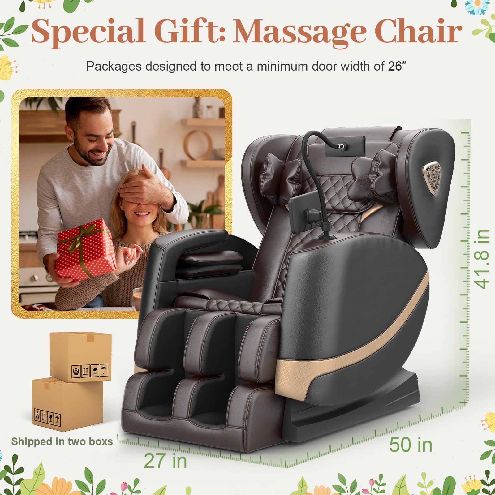 FURNIMAT 2026 Massage Chair Full Body, Zero Gravity Massage Chair with 10 Fix Rollers, Airbags, Heating, Foot Massage, Auto Modes, Bluetooth Speaker, Smart Screen Controller (Advanced Version)