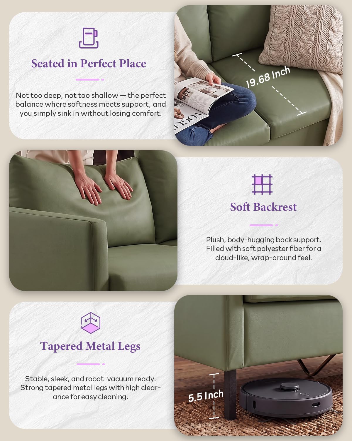 Green Faux Leather Loveseat
