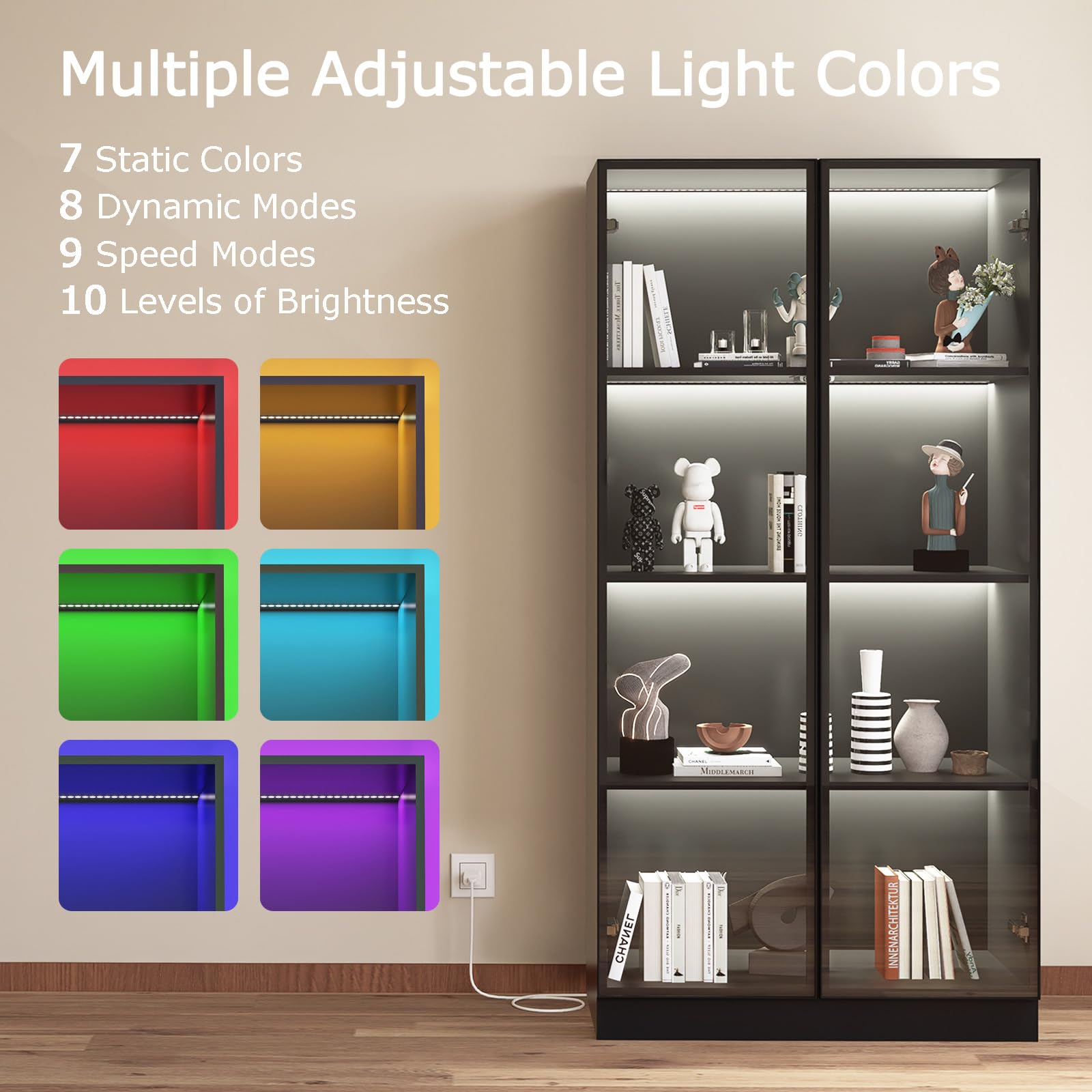 Glass Display Cabinet with LED Lights