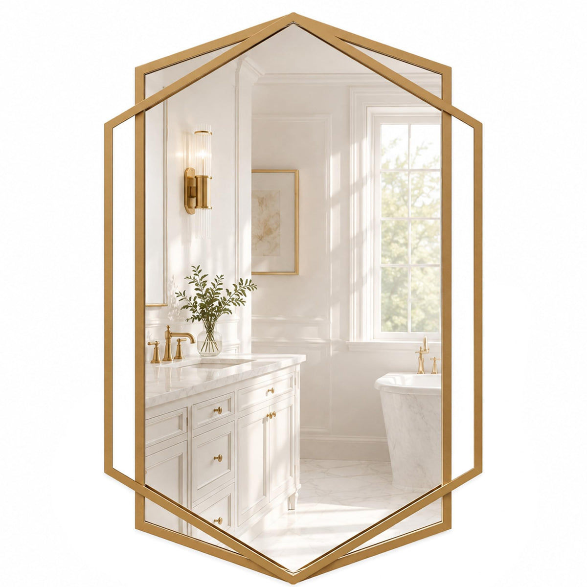 Matte Gold Hexagon Wall Mirror