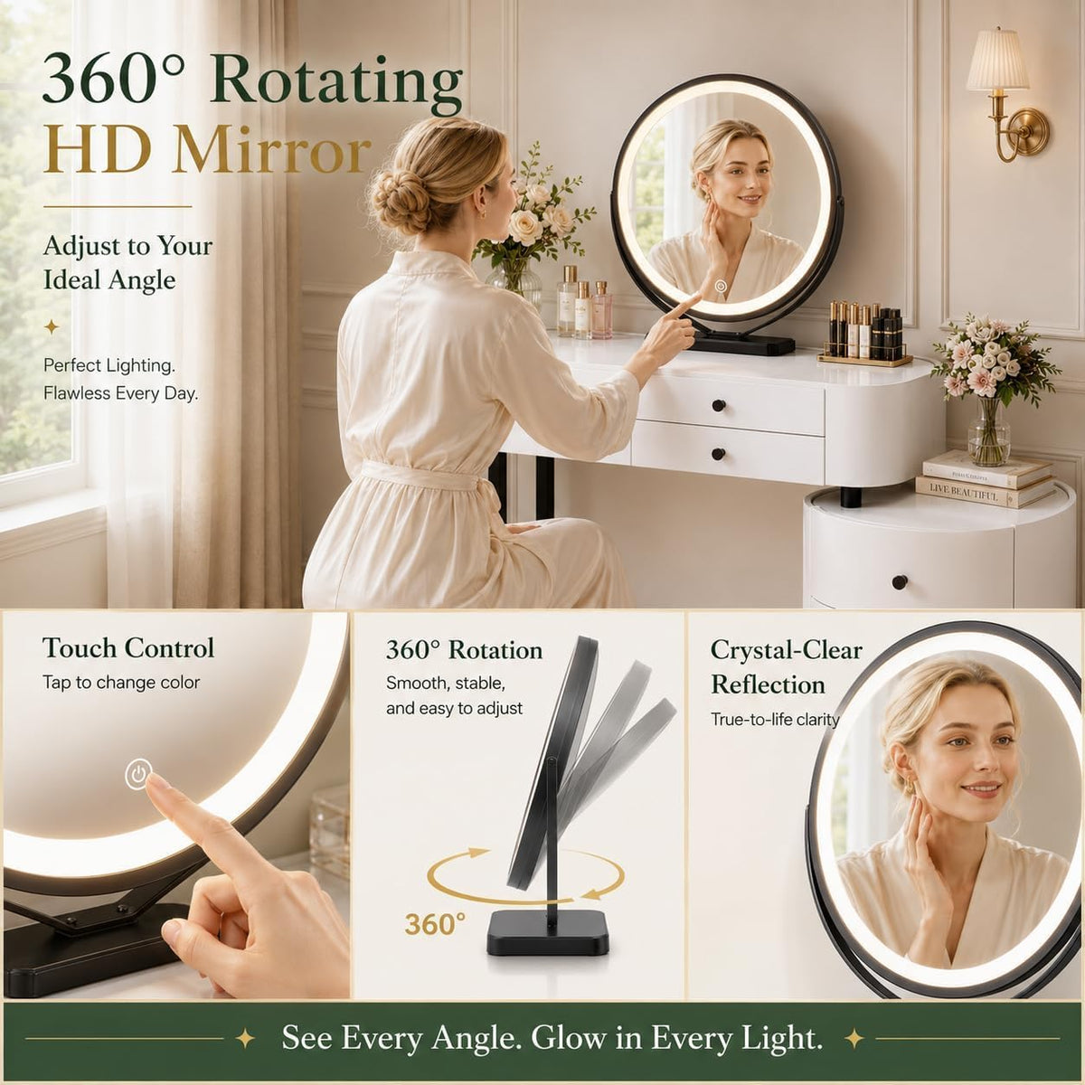 6-Drawer Lighted Makeup Vanity