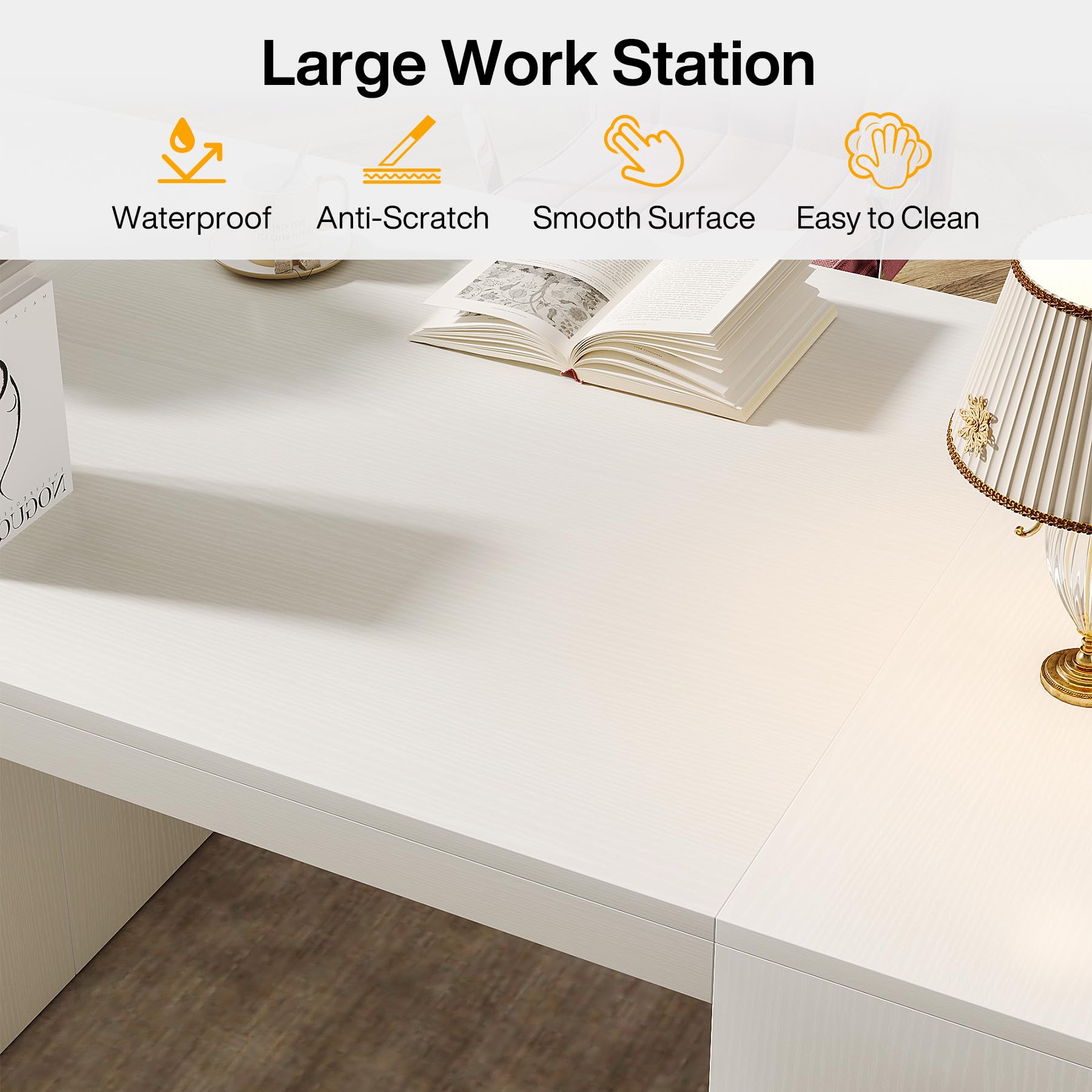 62" Executive Desk with Storage Shelves & Drawers