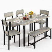 6-Piece Modern Dining Table Set with Chairs & Bench