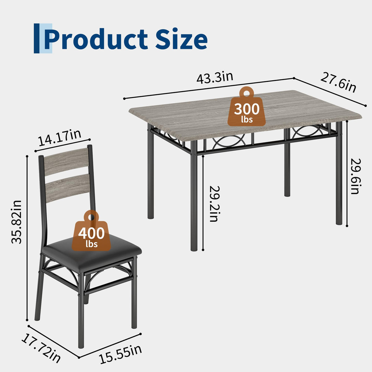5-Piece Industrial Dining Set