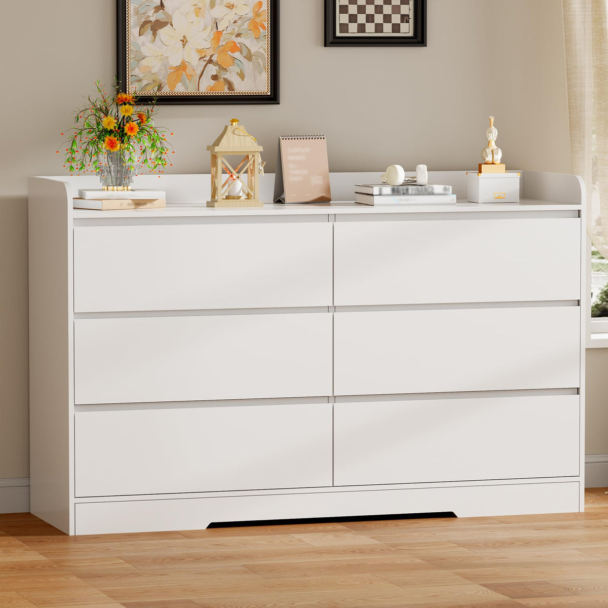 BEWISHOME 6 Drawer Dresser for Bedroom, Double Dresser with Fence