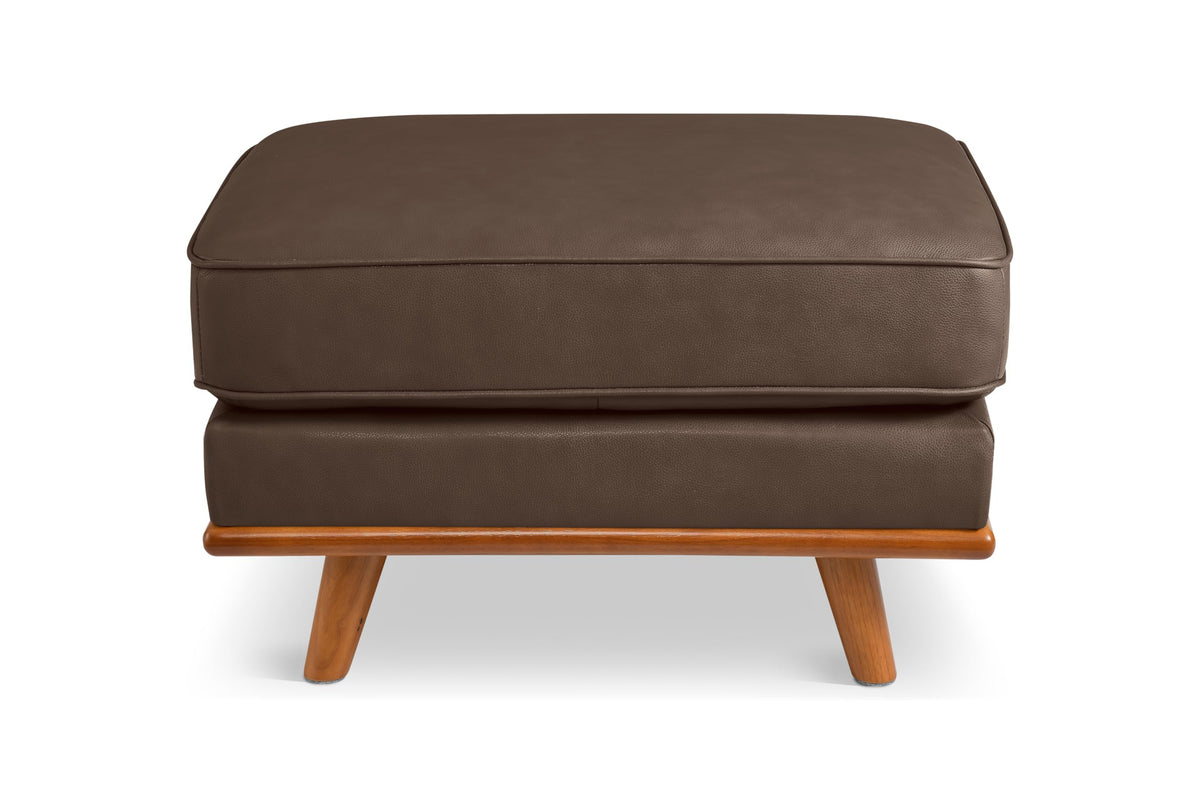 Chocolate Leather Ottoman