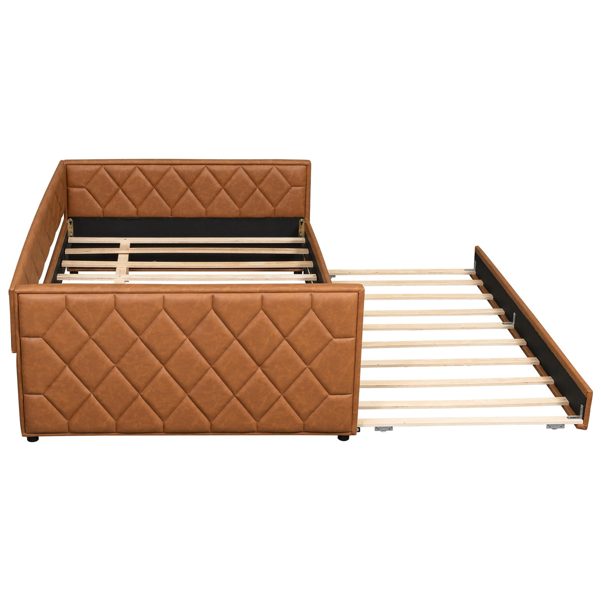 Waifahlo Full Size Trundle Beds, Upholstered Daybed with LED Armrests