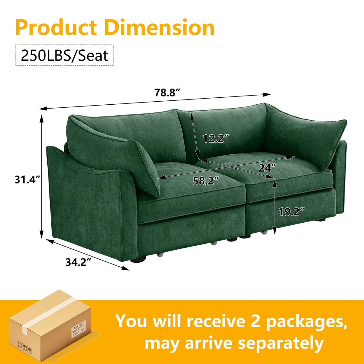 Green Chenille Storage Loveseat
