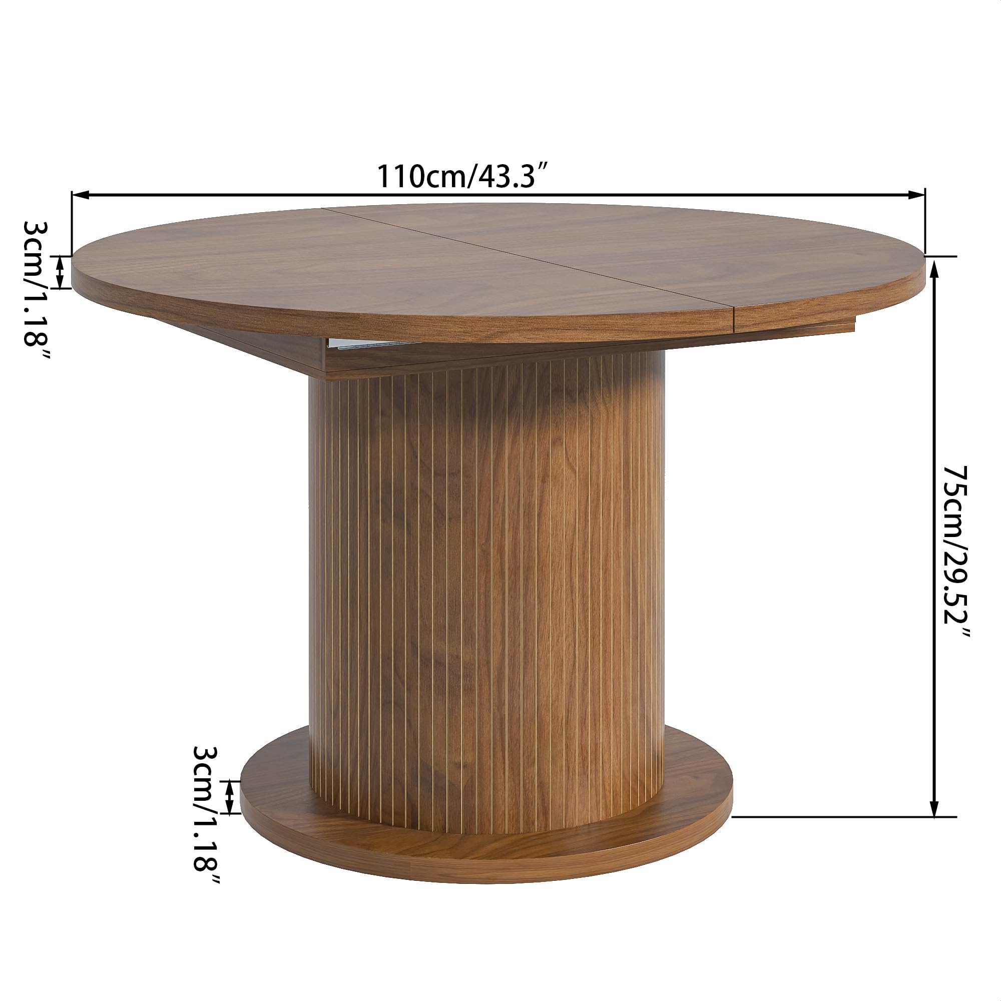 Adjustable Round Dining Table for 4–6